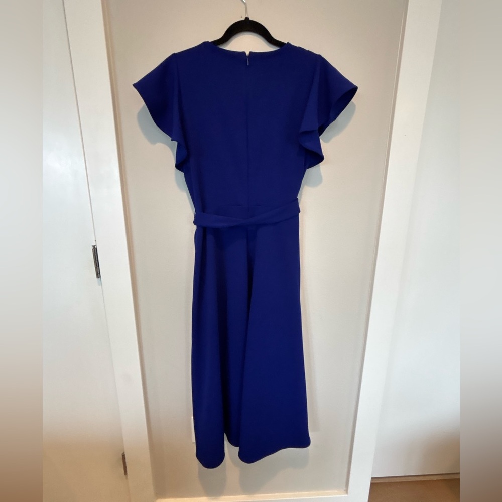 DKNY Cobalt Wrap Midi Dress with Flutter Sleeves 053 - Picture 2 of 5